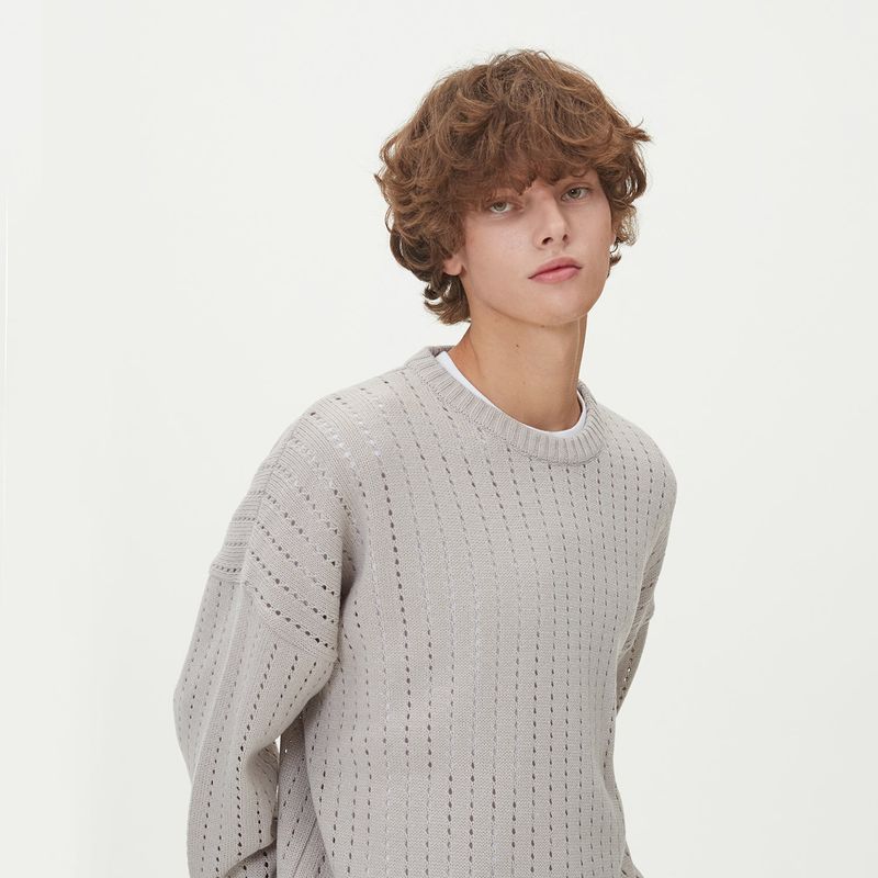 PUNCHING ROUND KNIT_GRAY