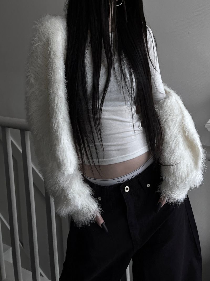 hitch fur crop cardigan (2color)