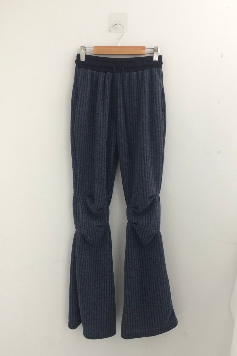Stripe bootcut banding pants