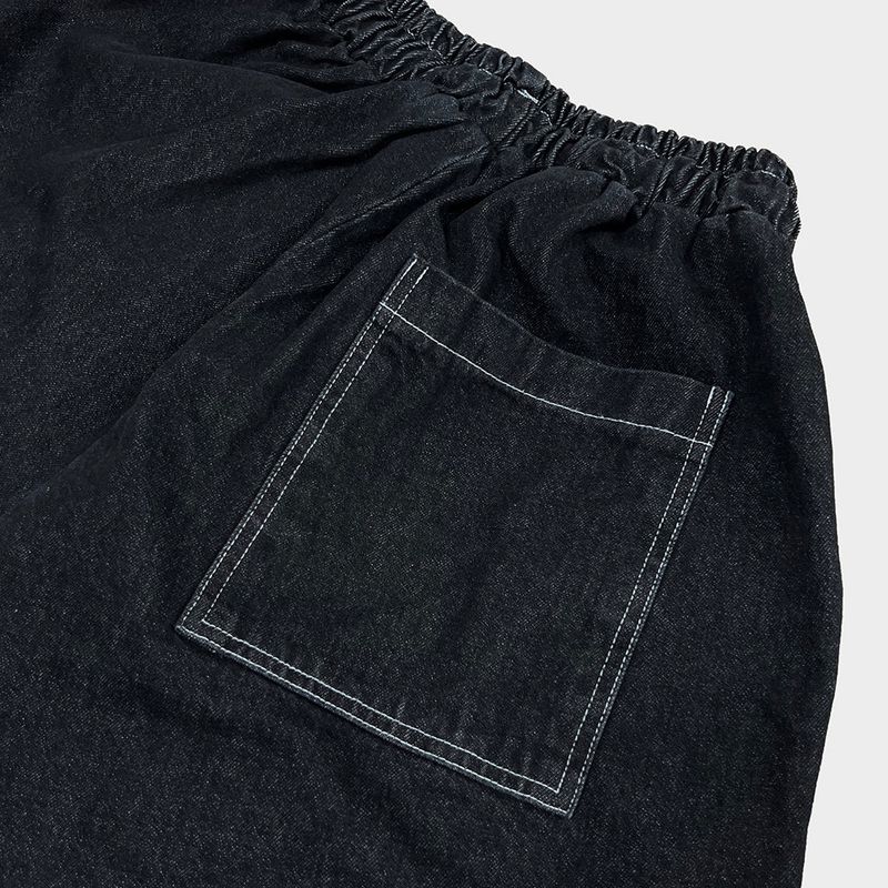 denim stitch shorts_black