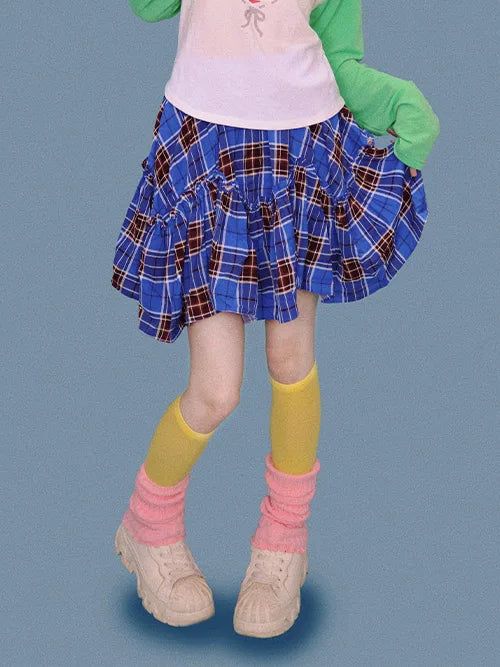 KUO（クーオ）の「マチルダ ブルー チェック スカート(속바지)（スカート）」