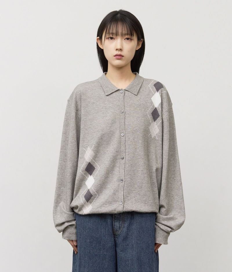HIFIFNK（ハイファイファンク）の「Peace Argyle Collar Cardigan（Tops）」