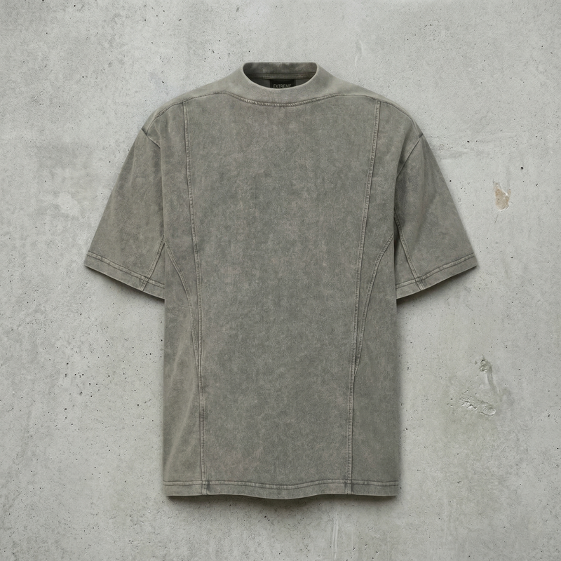 Retro Charcoal Paneled Wide Tee