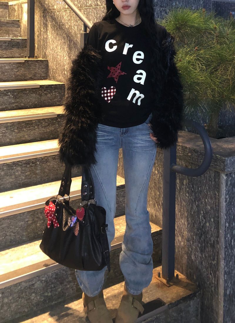 Cream Star Heart Long Sleeve