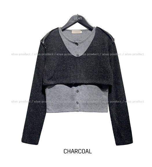 Linz Two-Tone Layered Knit Cardigan