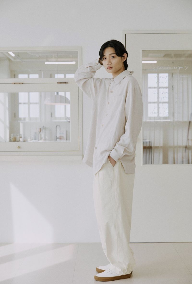 unisex side balloon pants cream