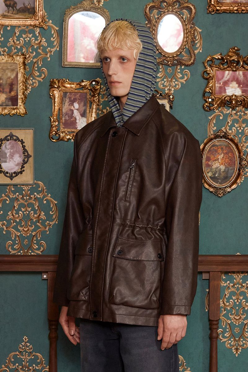 WASHED LEATHER FIELD JACKET / BROWN