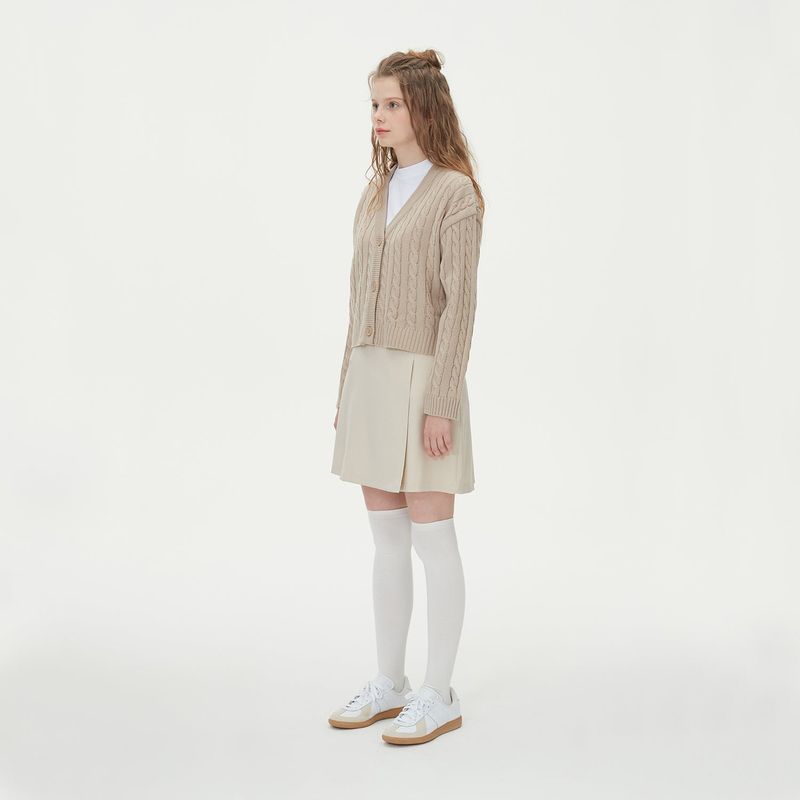 BLONDNINE（ブロンドナイン）の「CROP CABLE KNIT CARDIGAN_BEIGE（）」