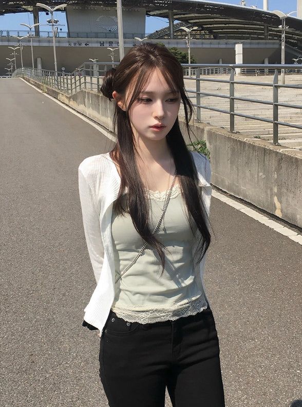 ブインレースレイヤードタンクトップ