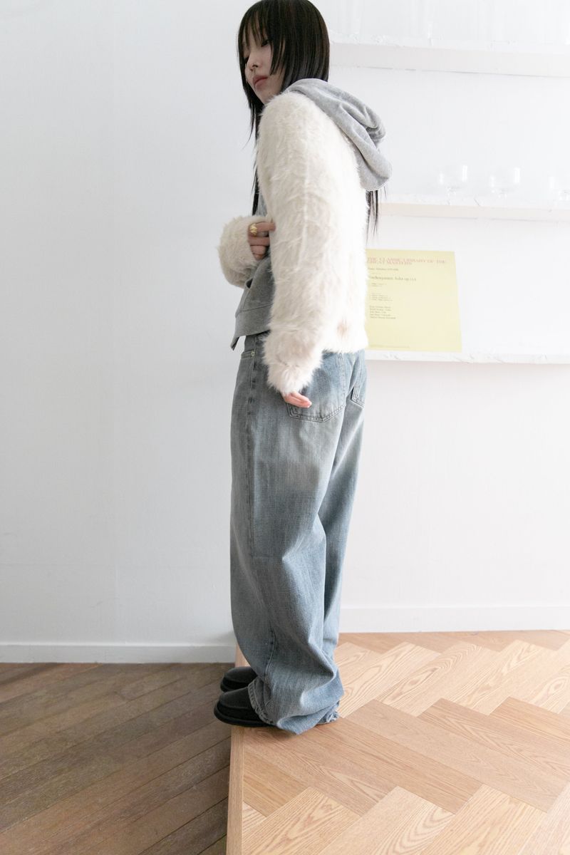 low waist washing wide denim(2colors)