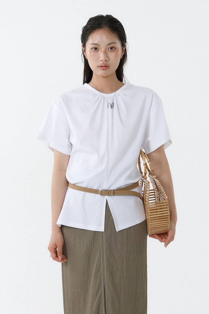 SHIRRED ROUND TOP_WHITE
