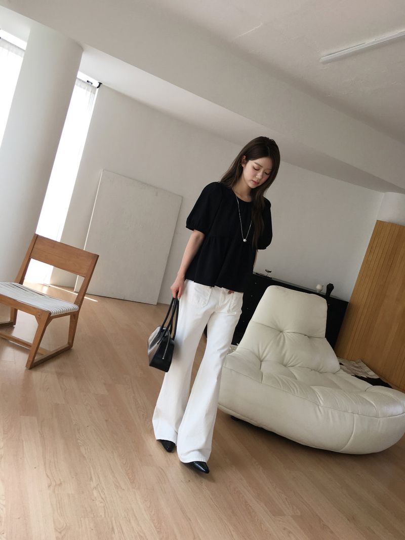 Front pocket semi bootcut pants