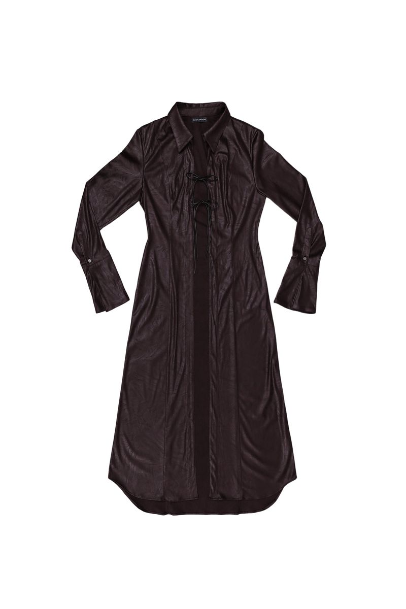 MAXI LEATHER SHIRT #WINE