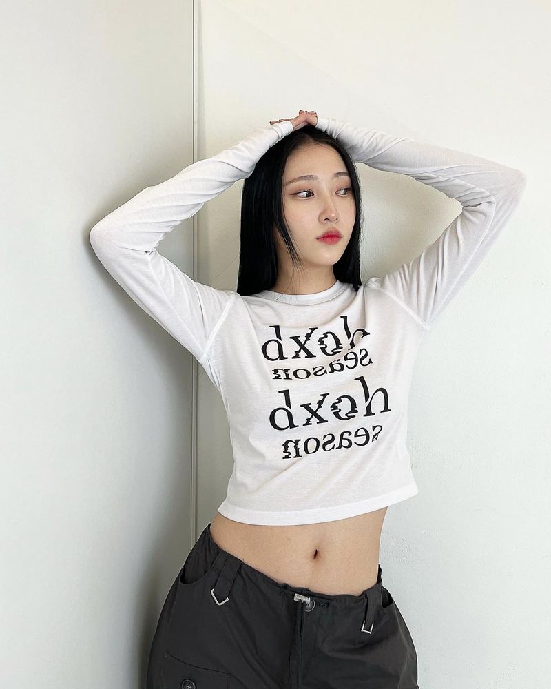 DXOH(ディソエイチ)の「シーズンロゴセミウォーマークロップTシャツ(トップス)」
