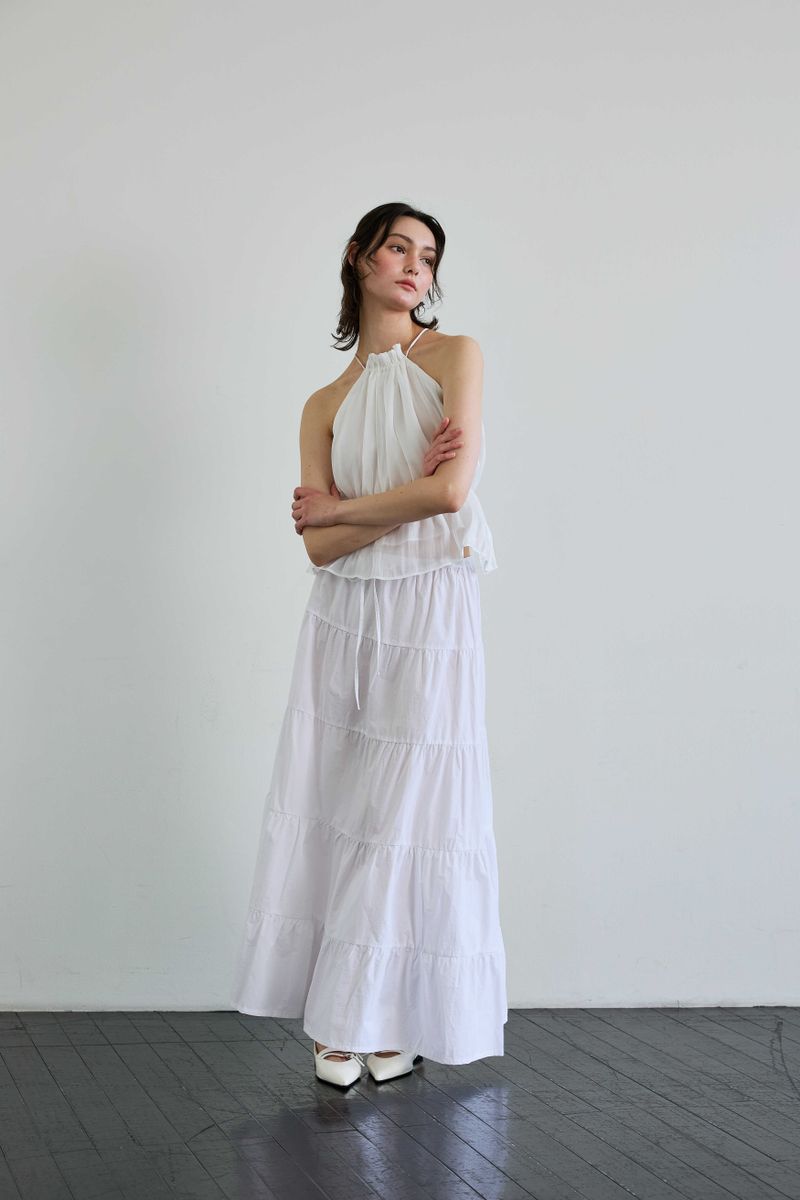 PEARL HALTERNECK TOP / WHITE