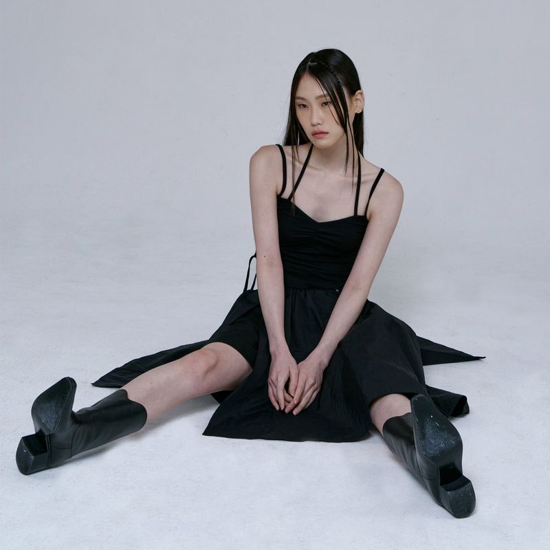 SLIT MIDI SKIRT(BLACK)