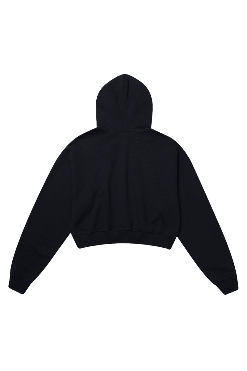 HAIF-ZIP HOODIE (CROP)_NAVY