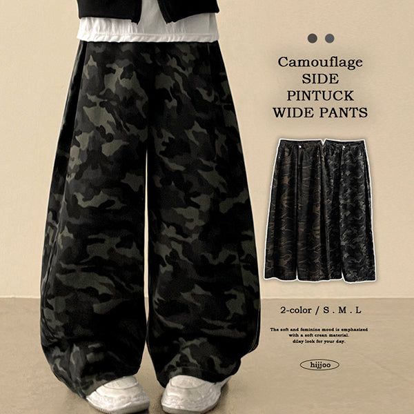 hijjoo（ハイチュー）の「Culler Camo Side Pin Tuck Wide Pants（Pants）」