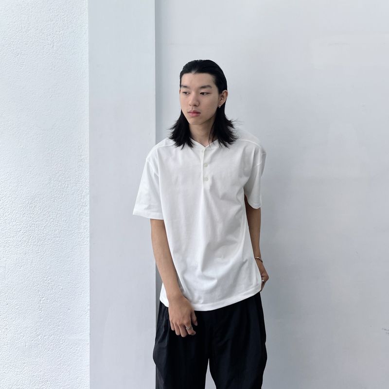 Collarless Henley Tee