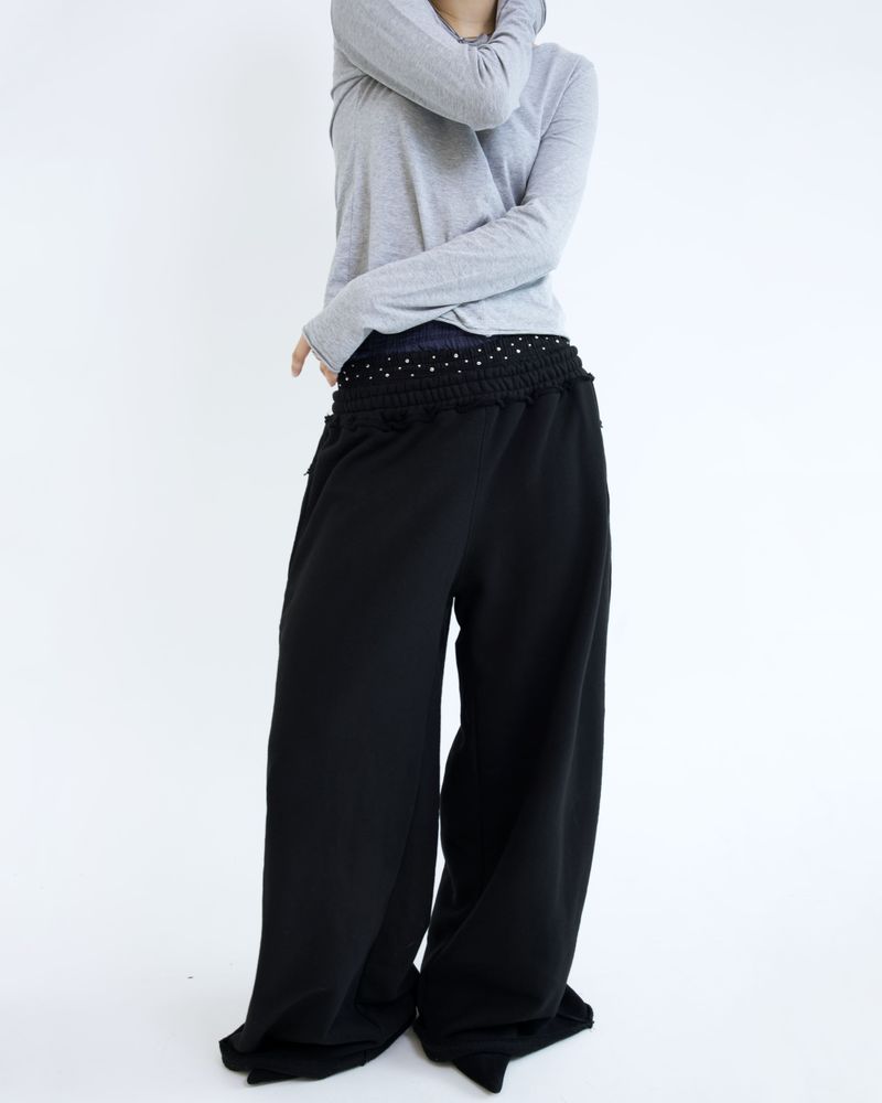 Stud underwear sweatpants - Black