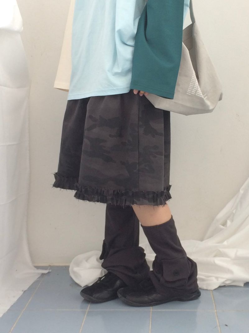 rough frill camotiered skirt