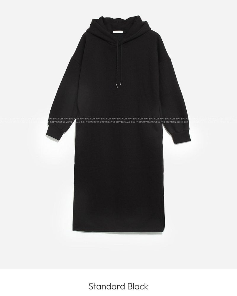 Hooded fleece long one-piece