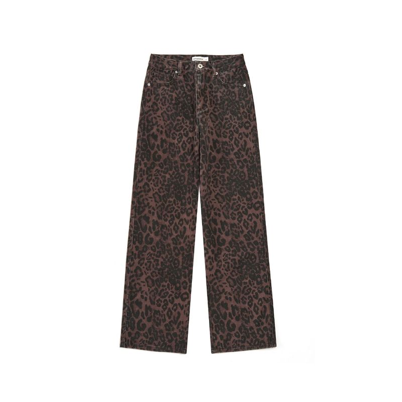 LEOPARD WIDE PANTS (WINE)