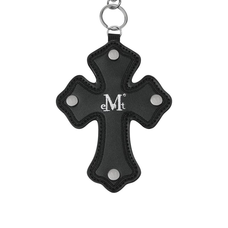 REX CROSS LEATHER PATCH KEY RING UNISEX