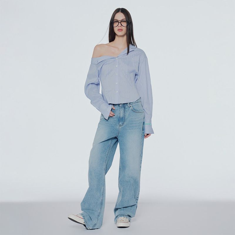 Slim-fit one-shoulder shirt