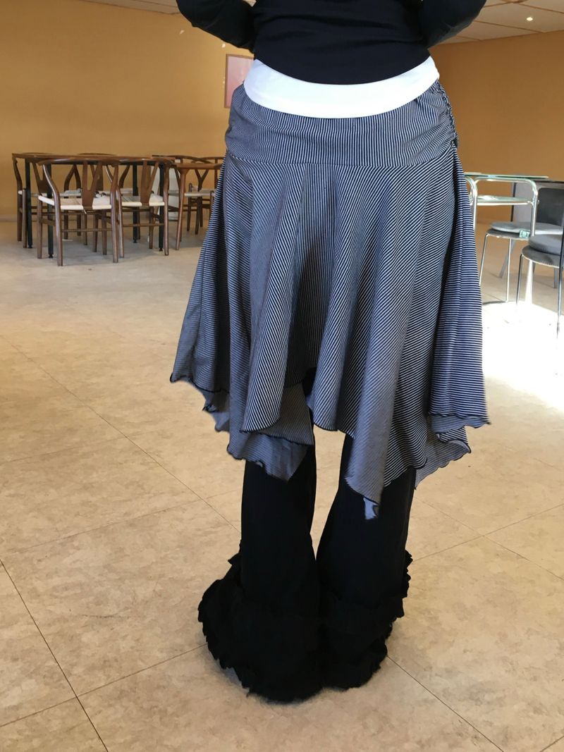 Peach Unbalanced Layered Midi Skirt (2c)