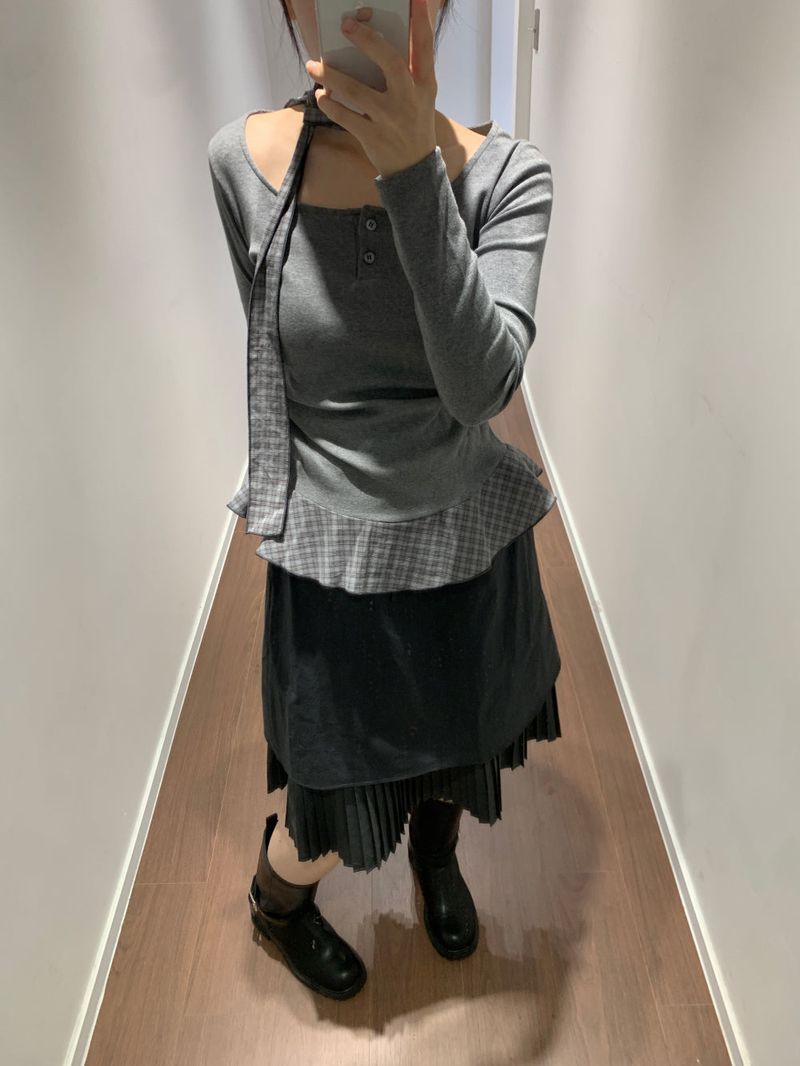 Hachi Layered Pleated Skirt (1color)