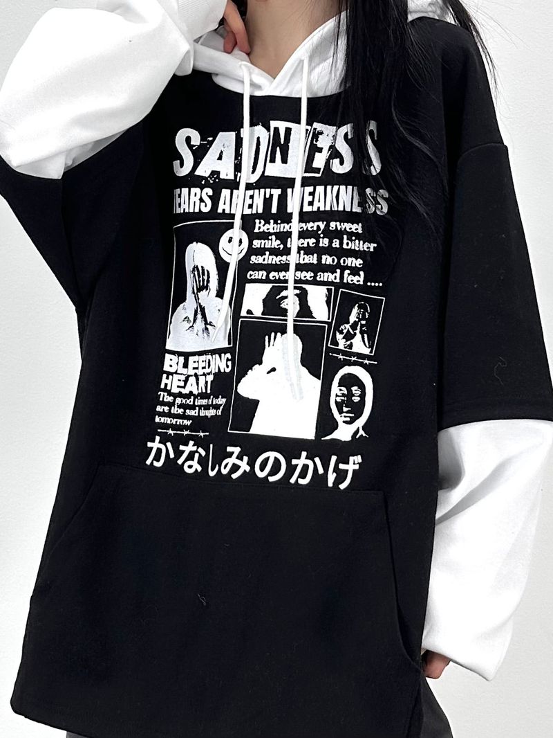 crying layered hoodie