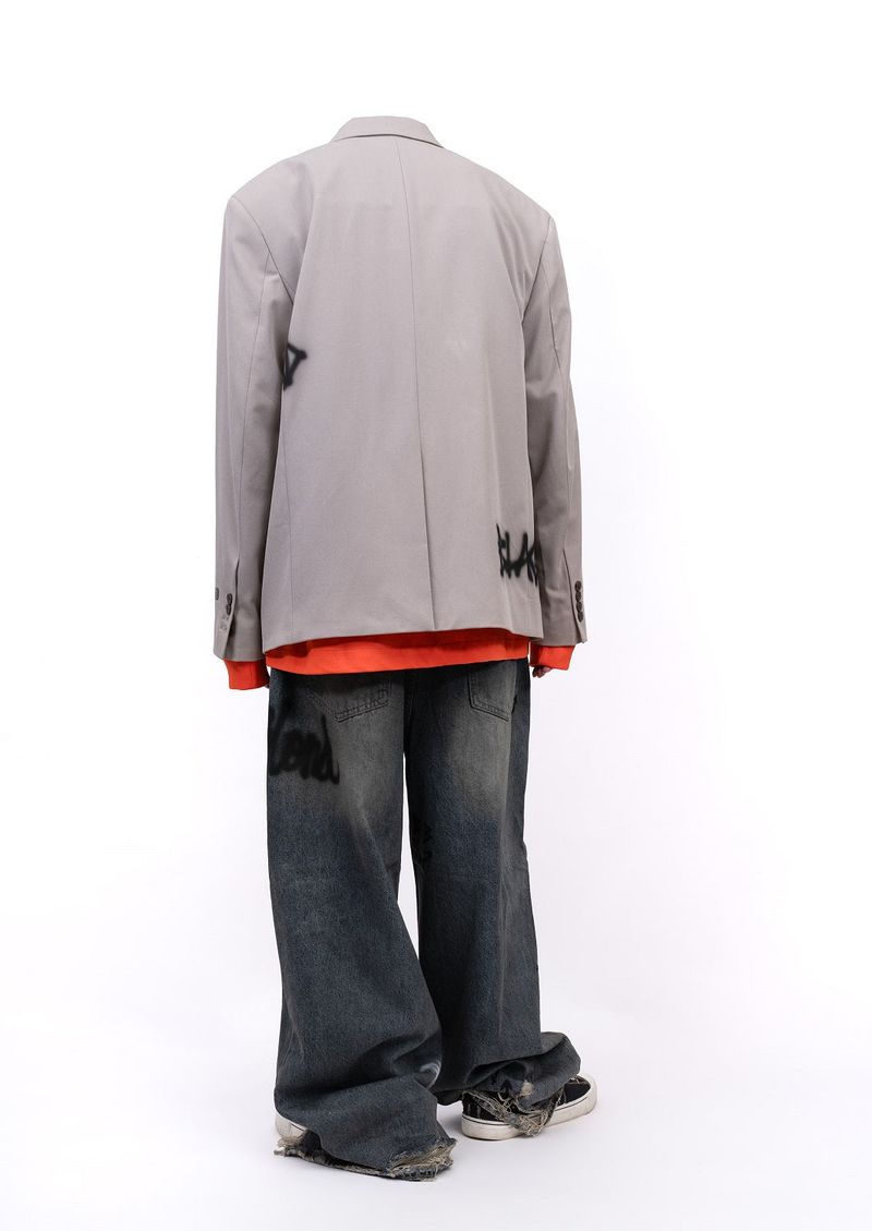 BBD Graffiti Logo Piercing Blazer (Beige Gray)