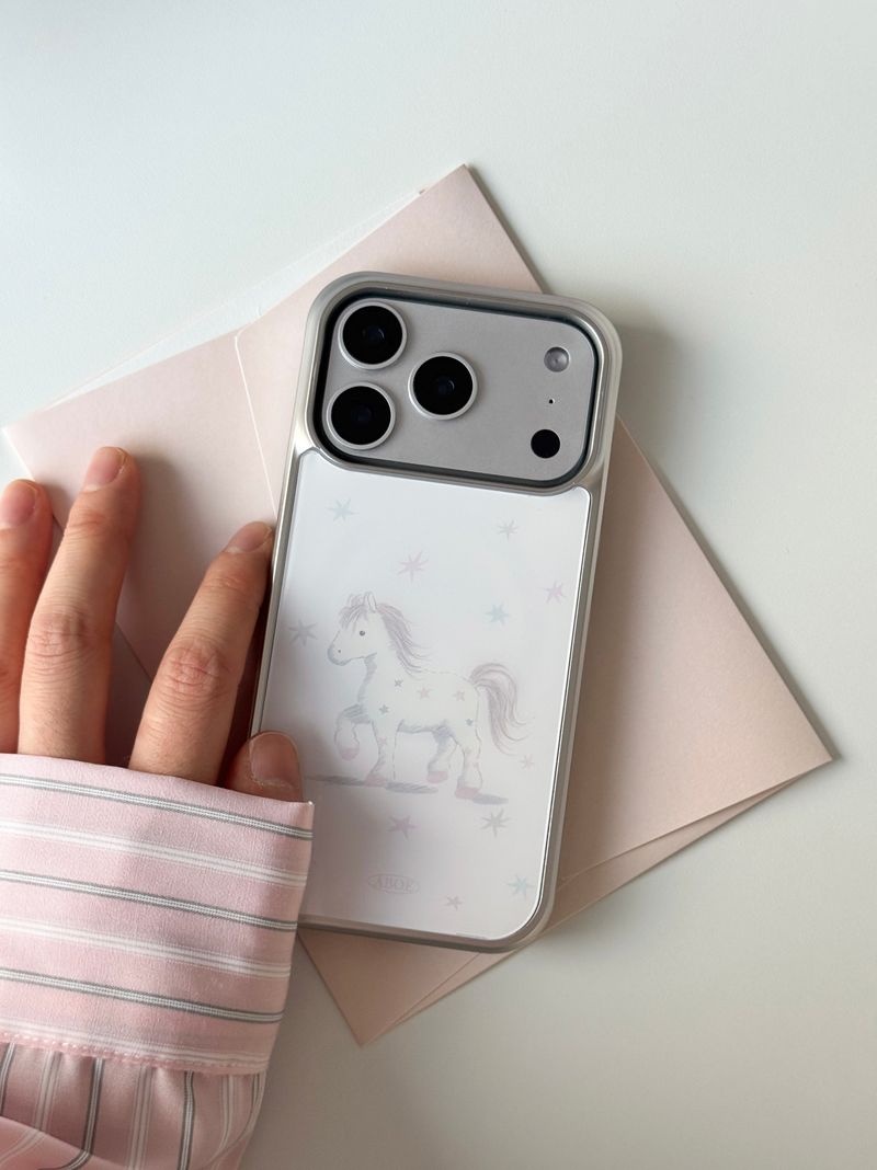 [Magsafe] PINK PONY Silver Glass Bumper Case