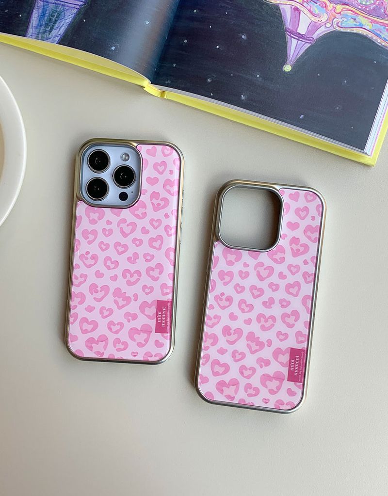[MADE]スイートレオパード シルバーエポキシバンパー iPhoneケース