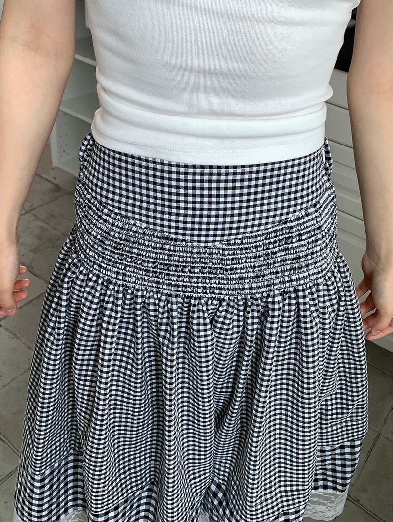 SMOKE BANDING CHECK SKIRT (2C)