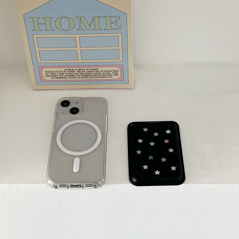 magsafe case star black leather card wallet set