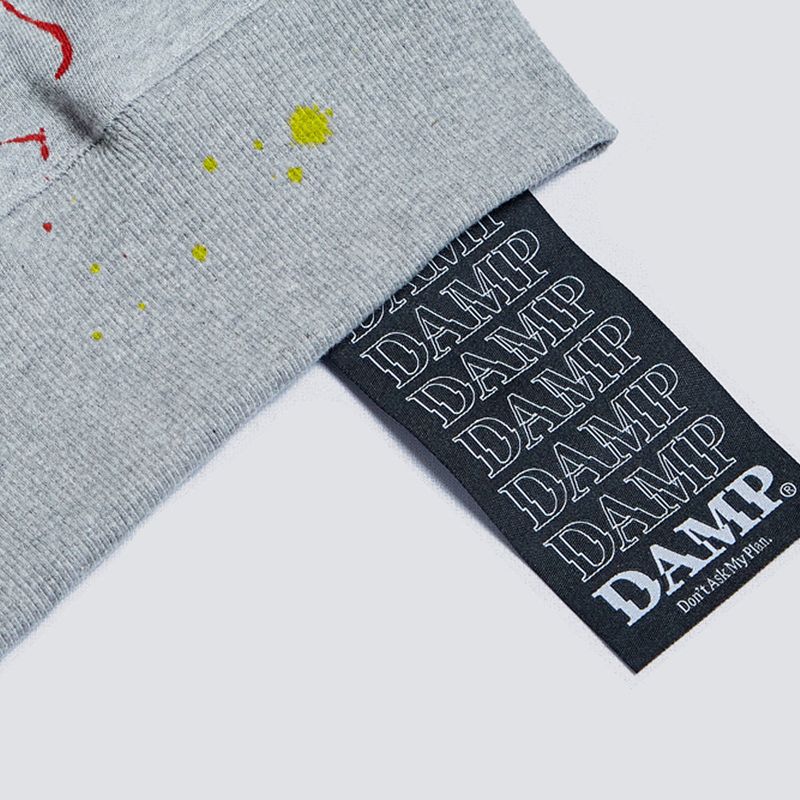 DAMP NO PLAN BOX LOGO PAINT DROP HOODY_GRAY