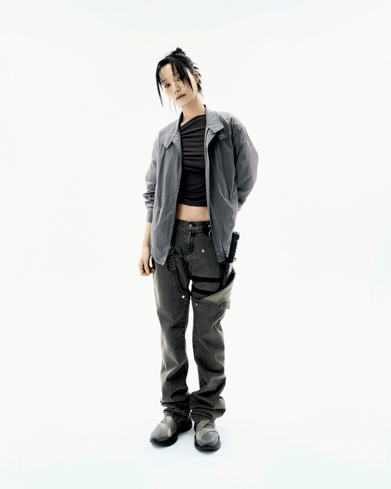 Layered Sheer Blouson / Charcoal