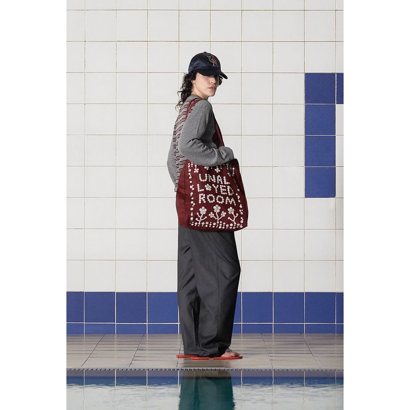 BUTTON LOGO ECO BAG / BURGUNDY