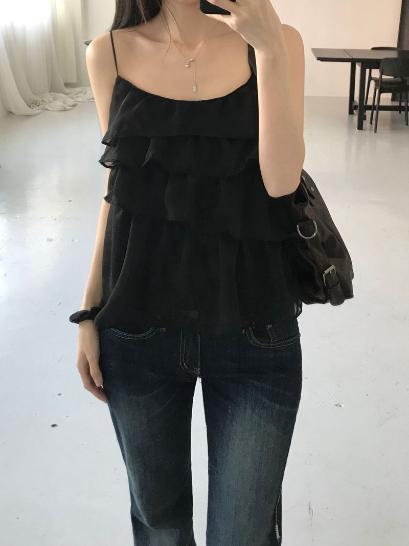 See-through frill bustier (2 colors)