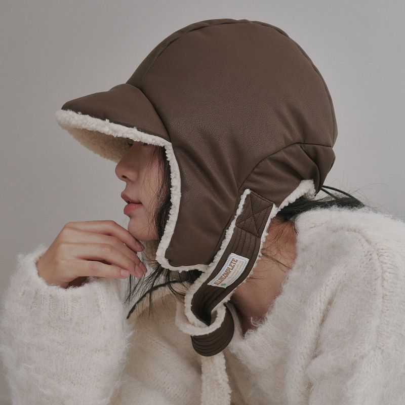 Leather Poddle Padding Balaclava (Brown)