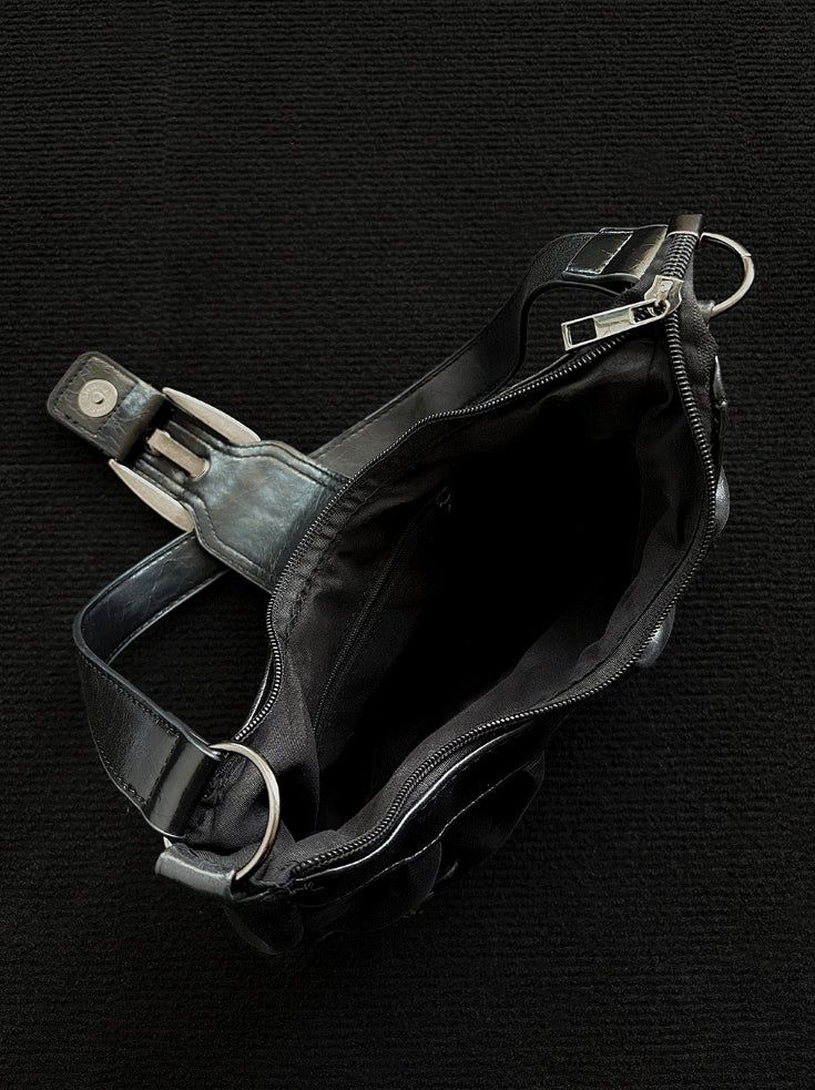Leather Buckle Motor Bag