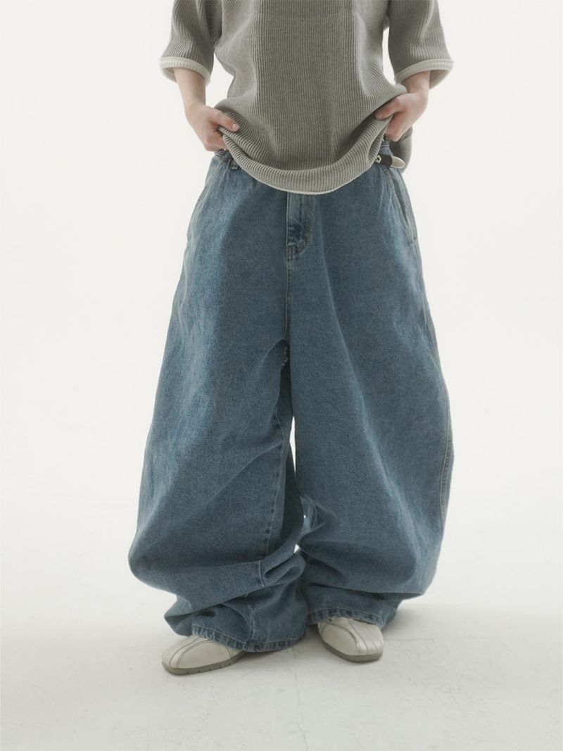 Cattle painting denim pants -2C