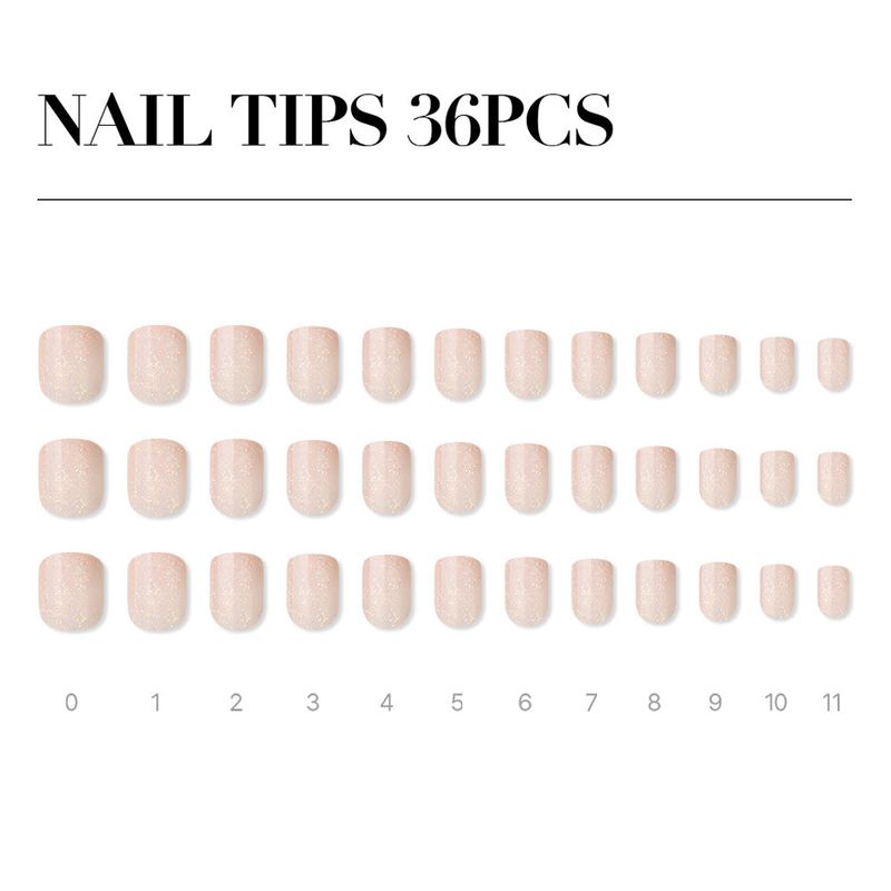 MUZMAK Reusable Nail Tip Peach Glitter(Short Square)