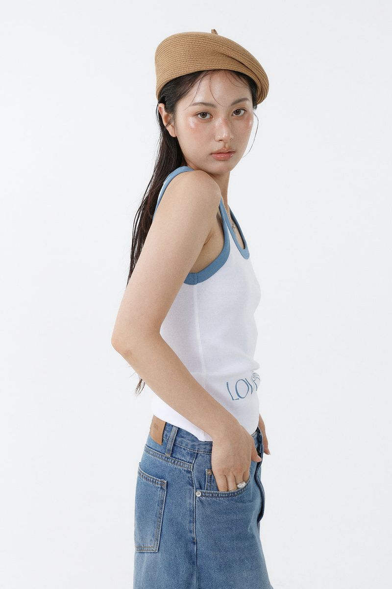 DEEP NECK SLEEVELESS TOP_SKY BLUE-WHITE
