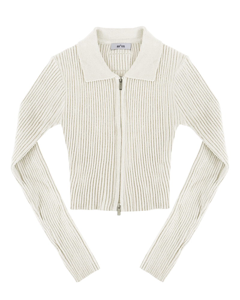 as"on（アズオン）の「as"on Keith knit zip-up (White)（Tops）」
