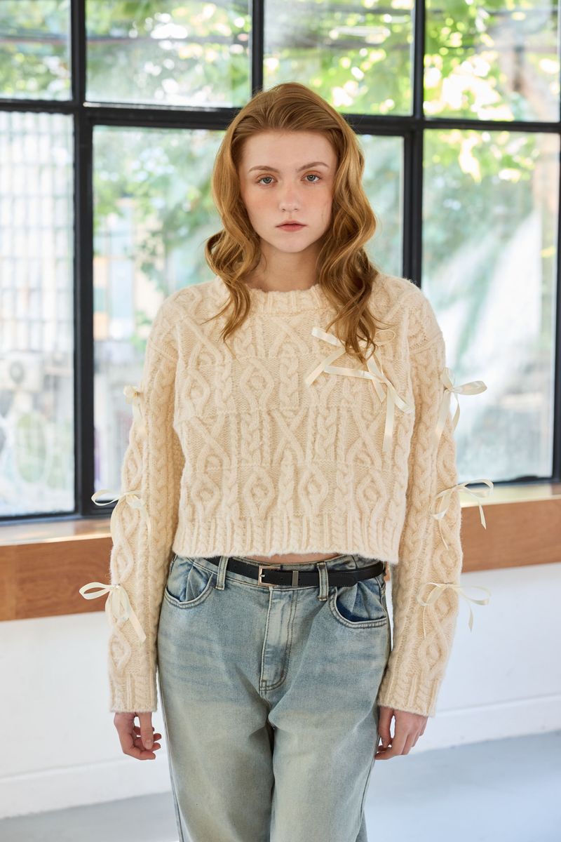 WHIMSICAL WOOL RIBBONE KNIT / IVORY