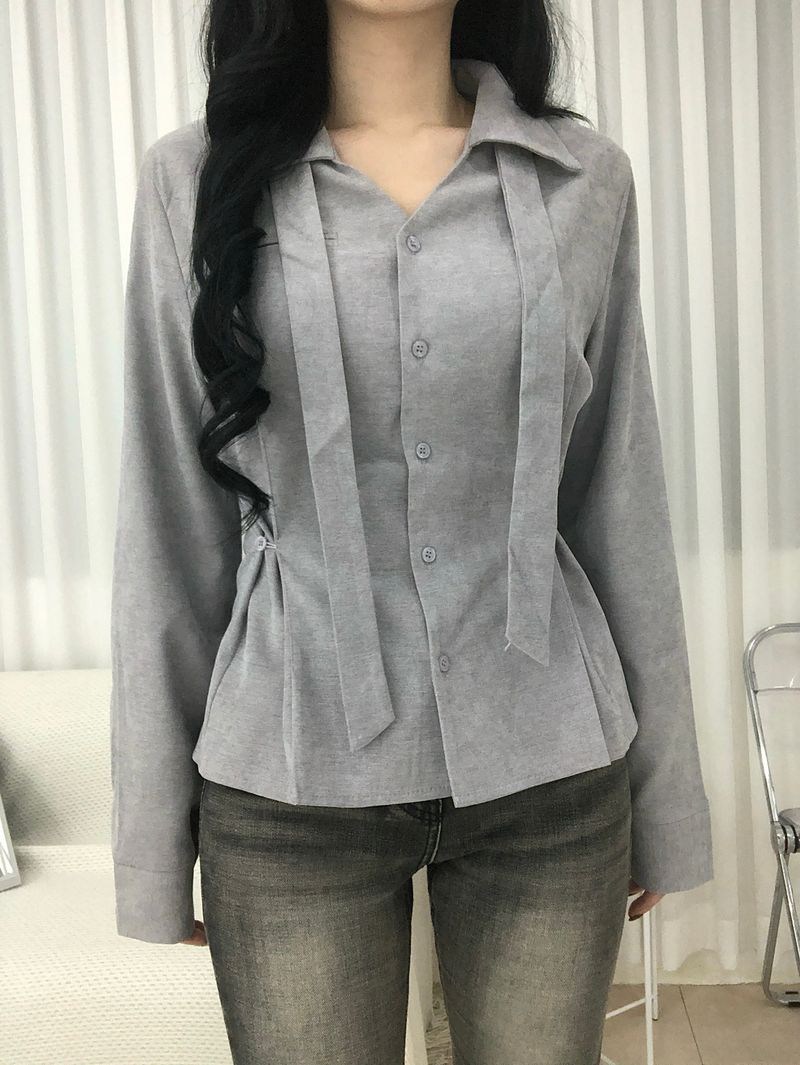 Dual Tie Pintuck Line Shirt