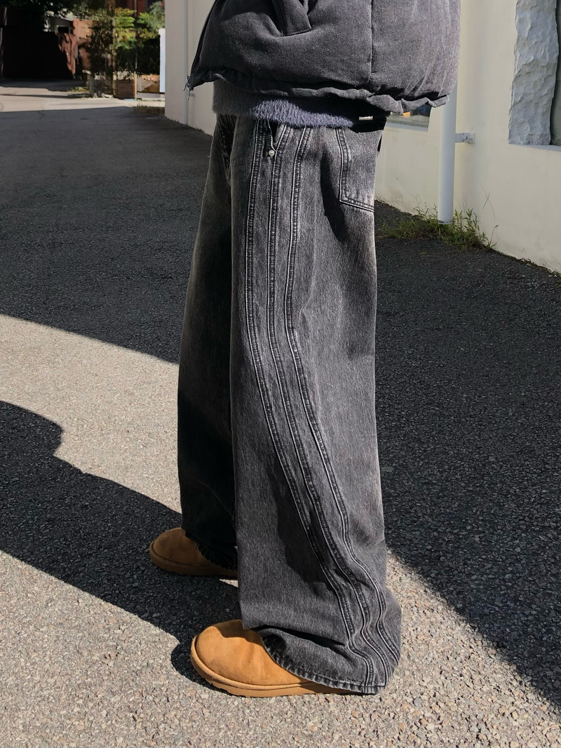 Three-Track Denim Pants S, M, L (2 colors)